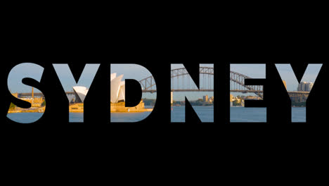 Opernhaus-Und-Hafenbrücke-In-Australien,-überlagert-Mit-Grafischer-Aufschrift-„Sydney“.
